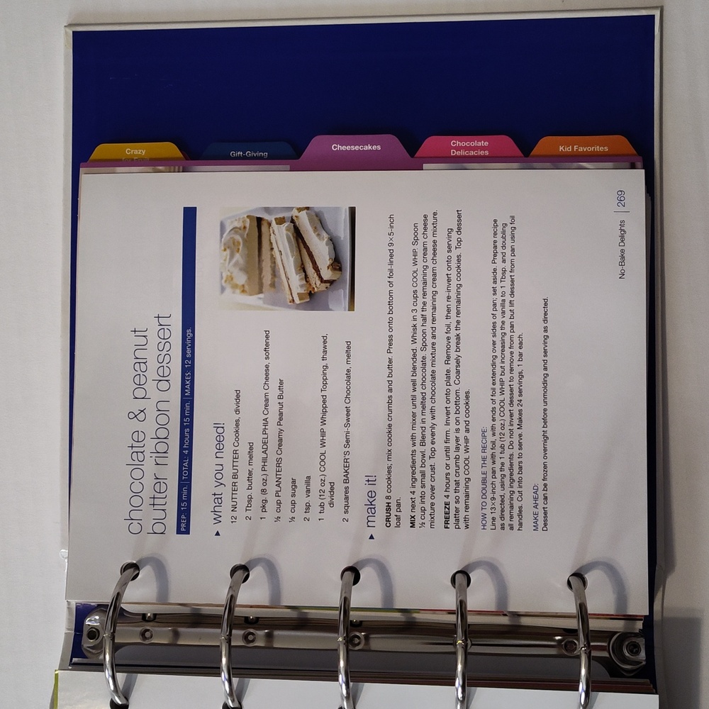 Kraft Recipe Collection 5-Ring Binder Cookbook Jell-O Philadelphia Velveeta EUC - Picture 6 of 8